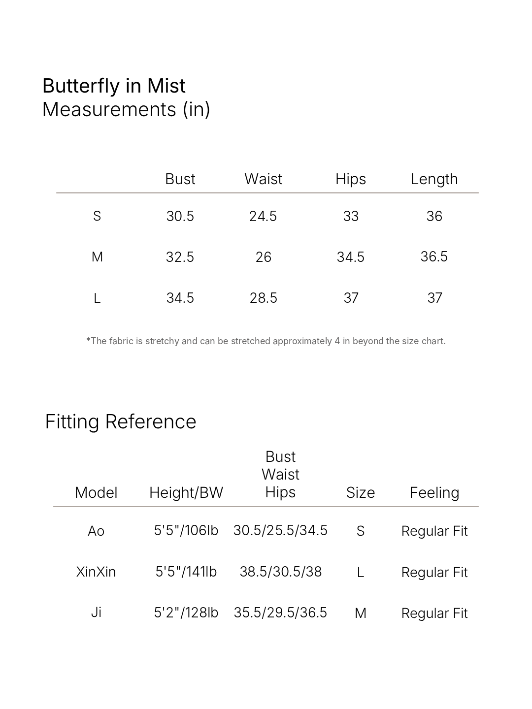 Size chart