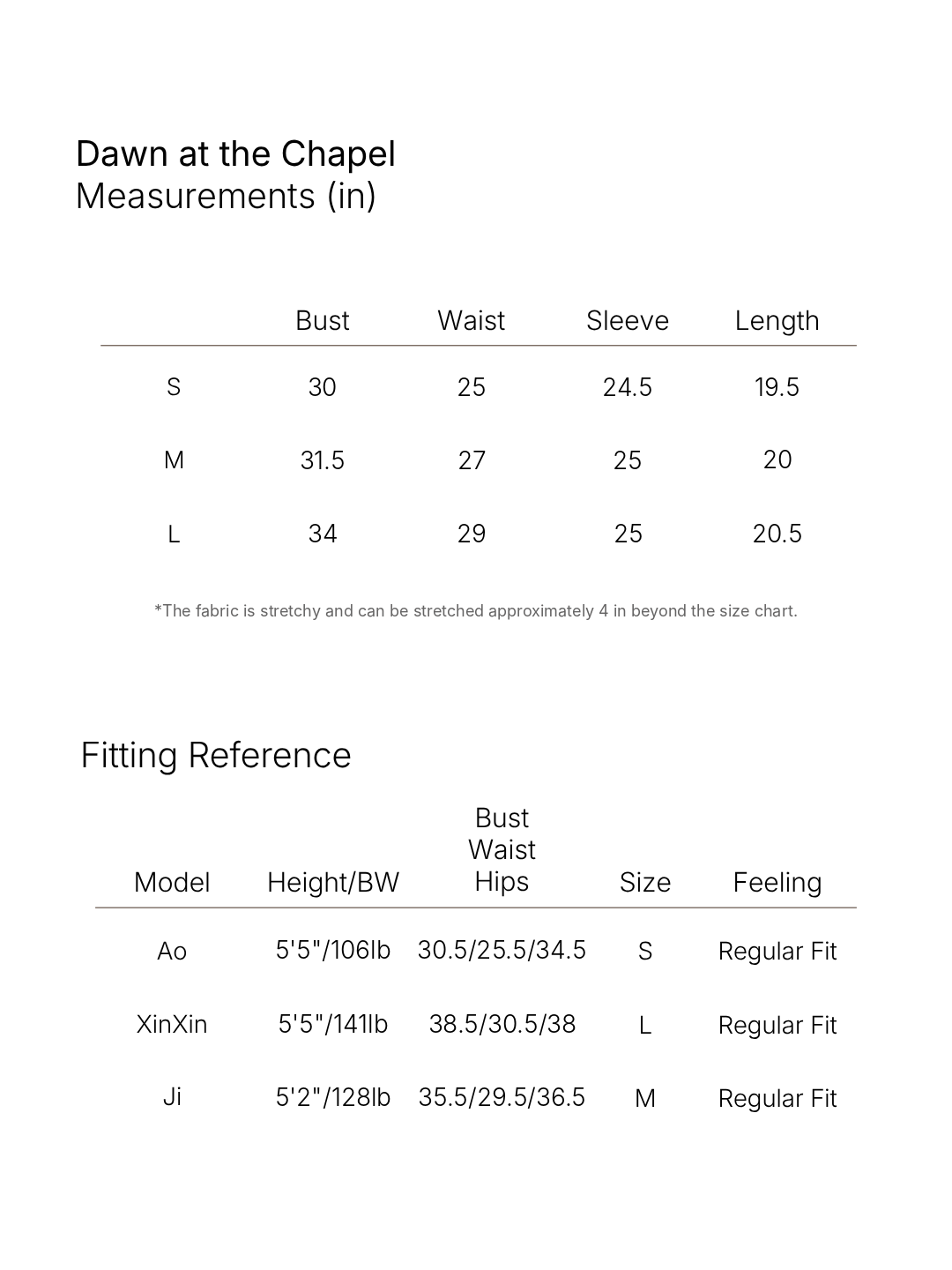 Size chart