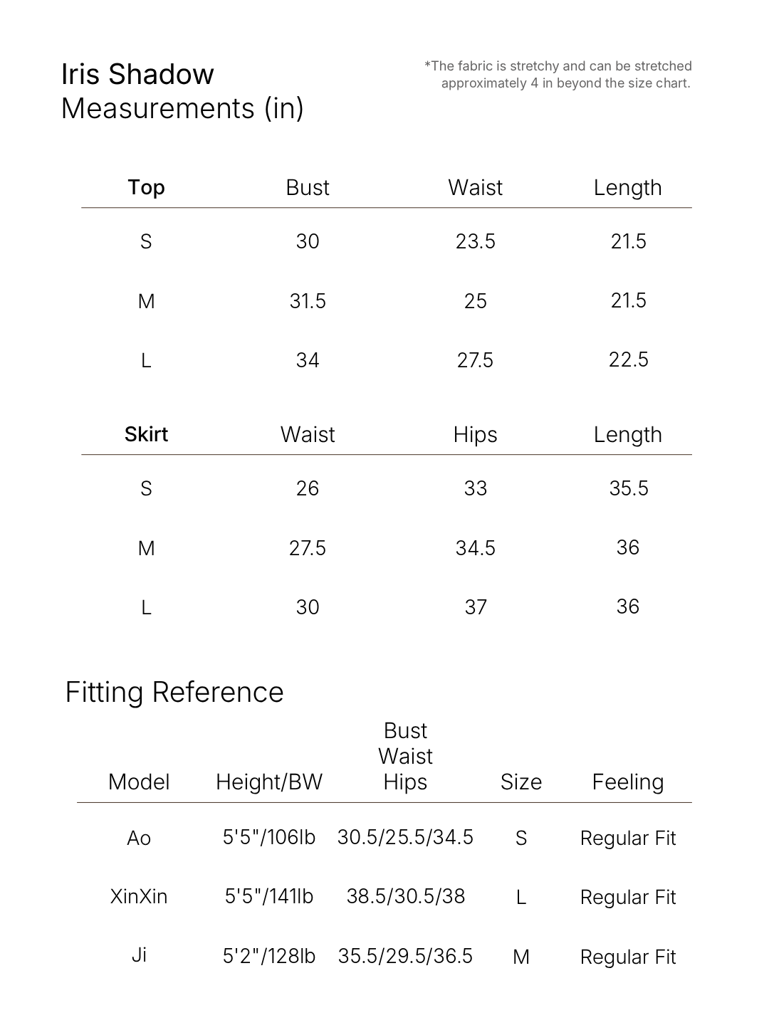Size chart