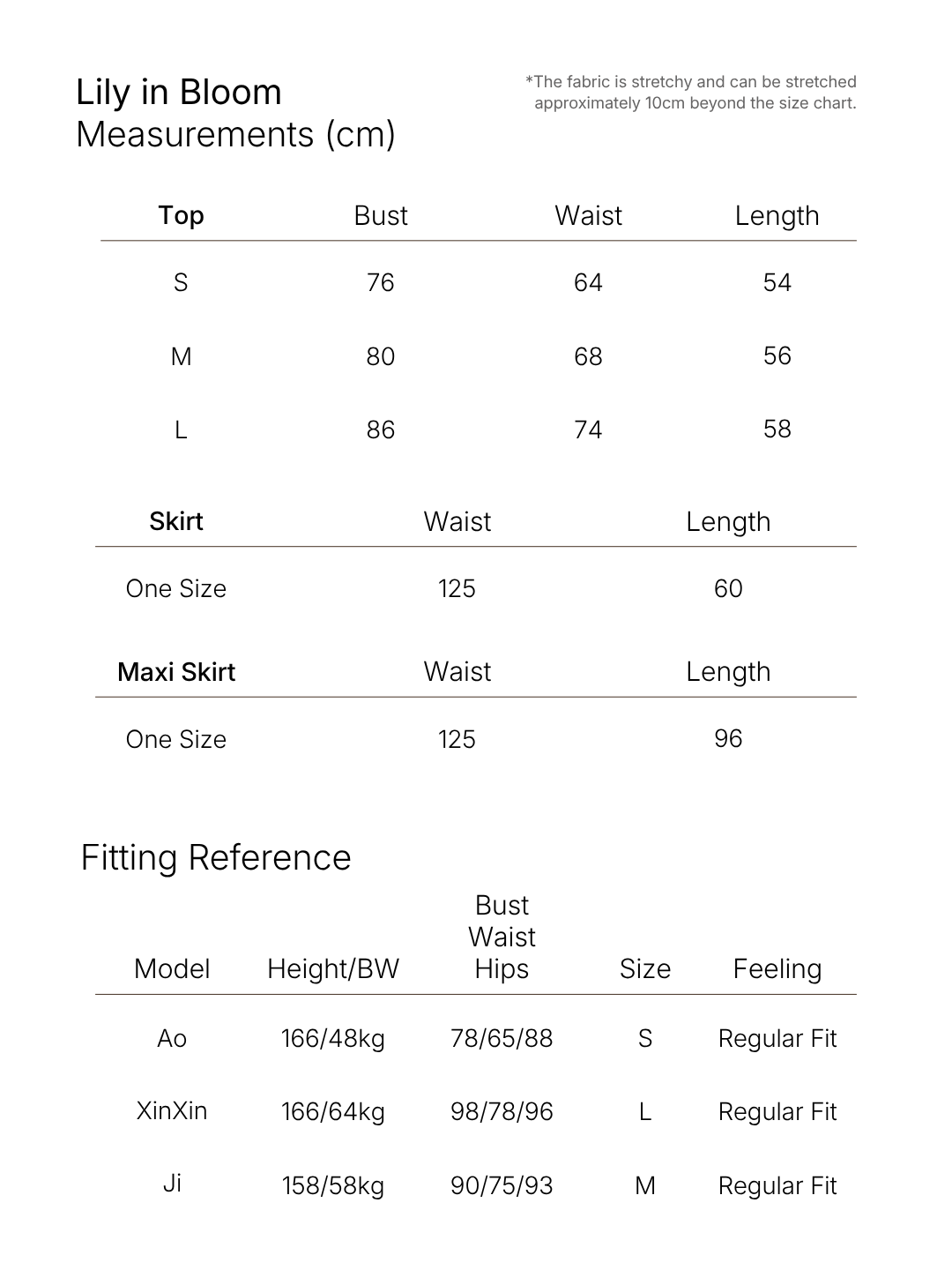 Size chart