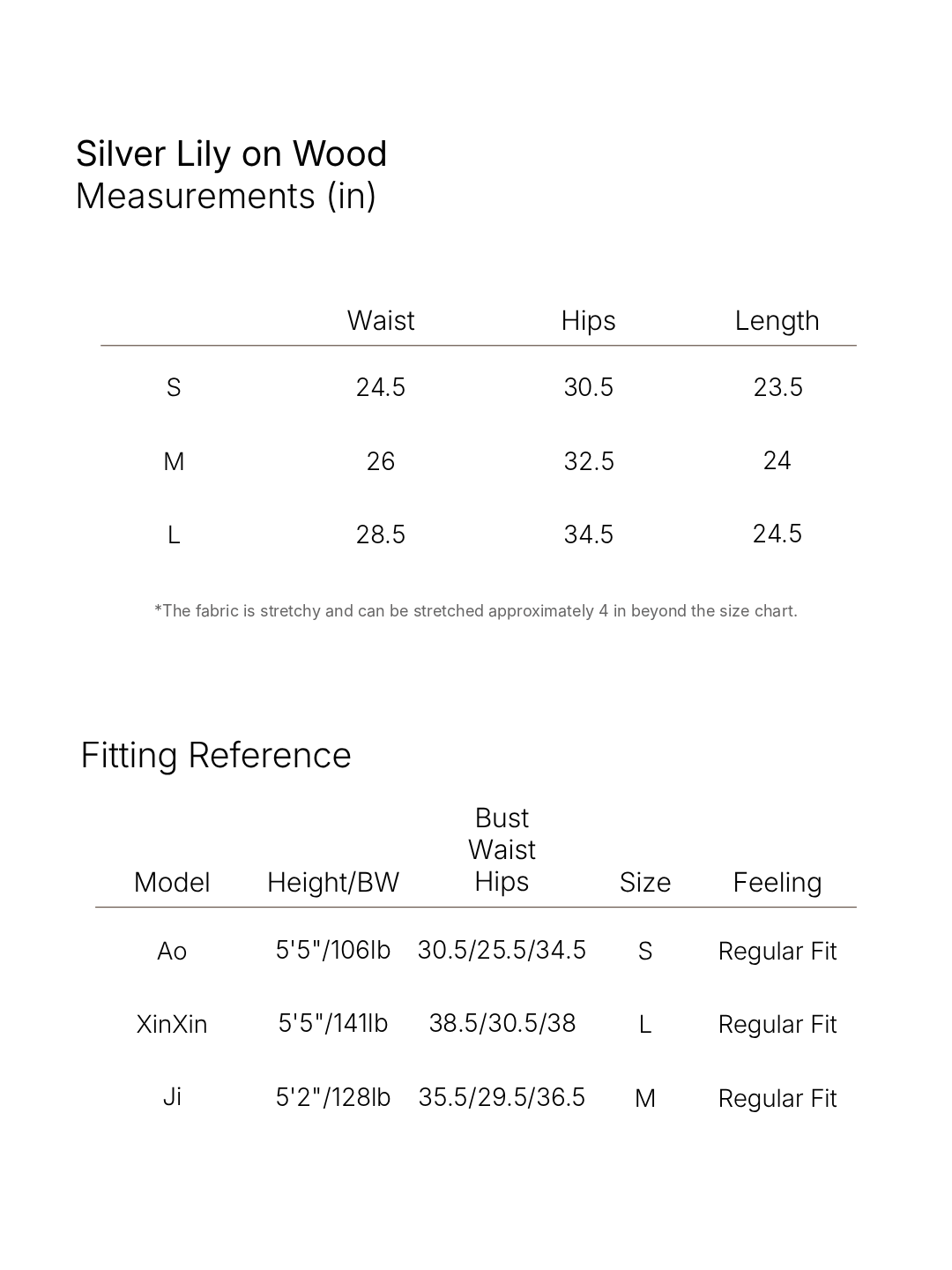Size chart
