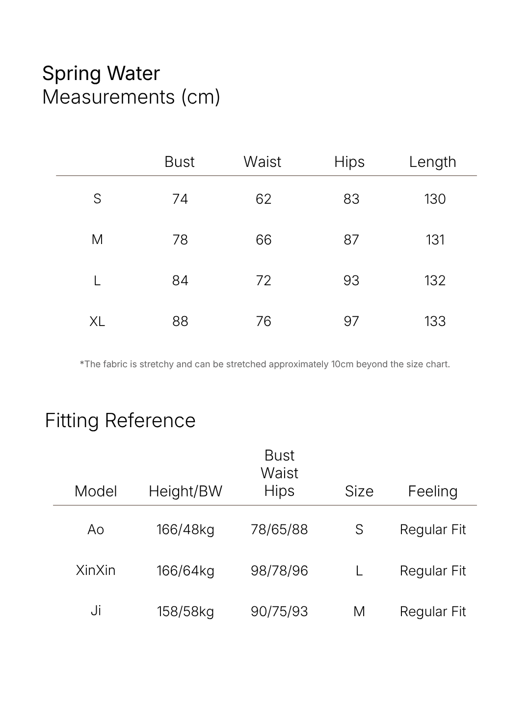 Size chart