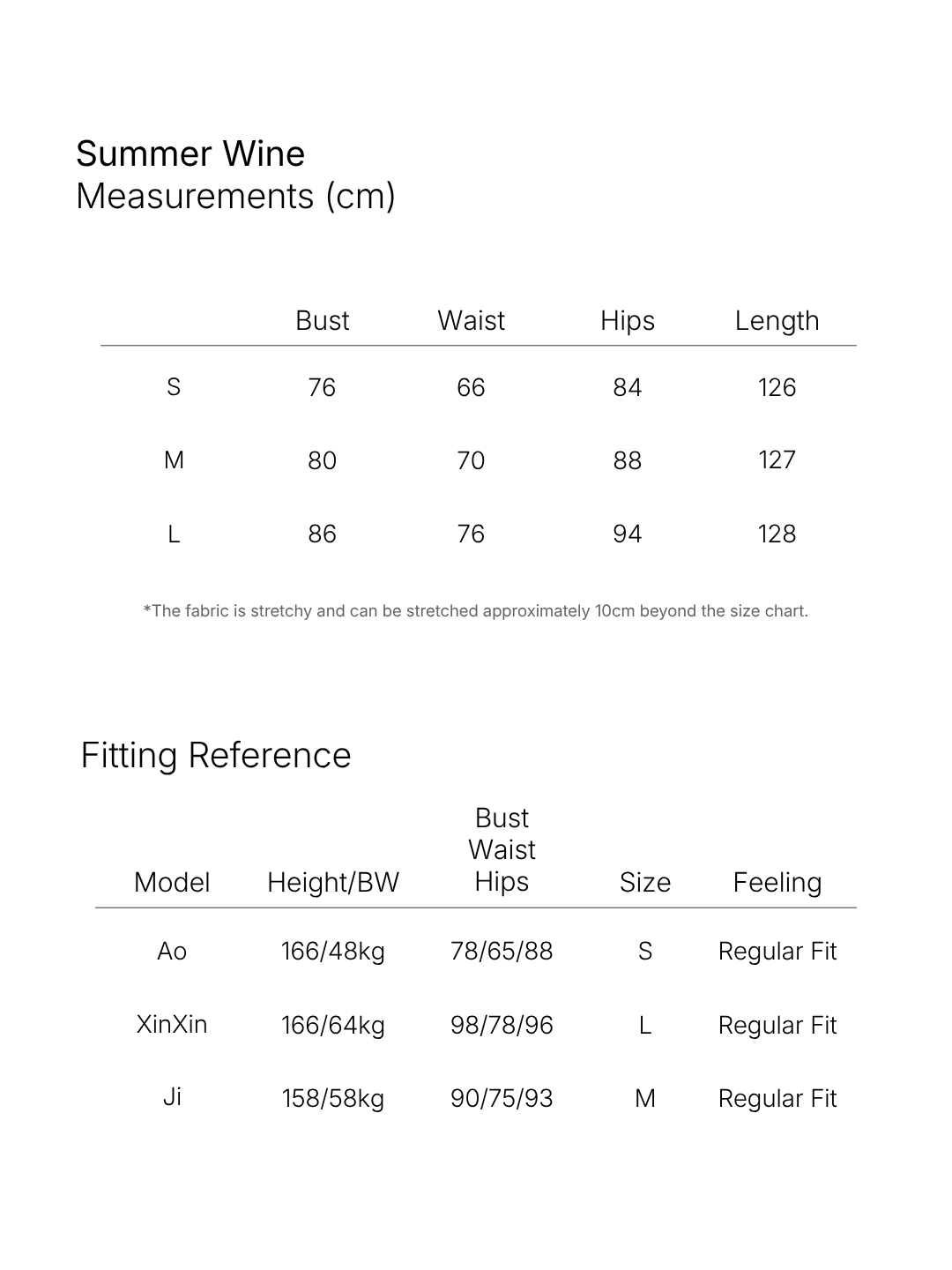 Size chart