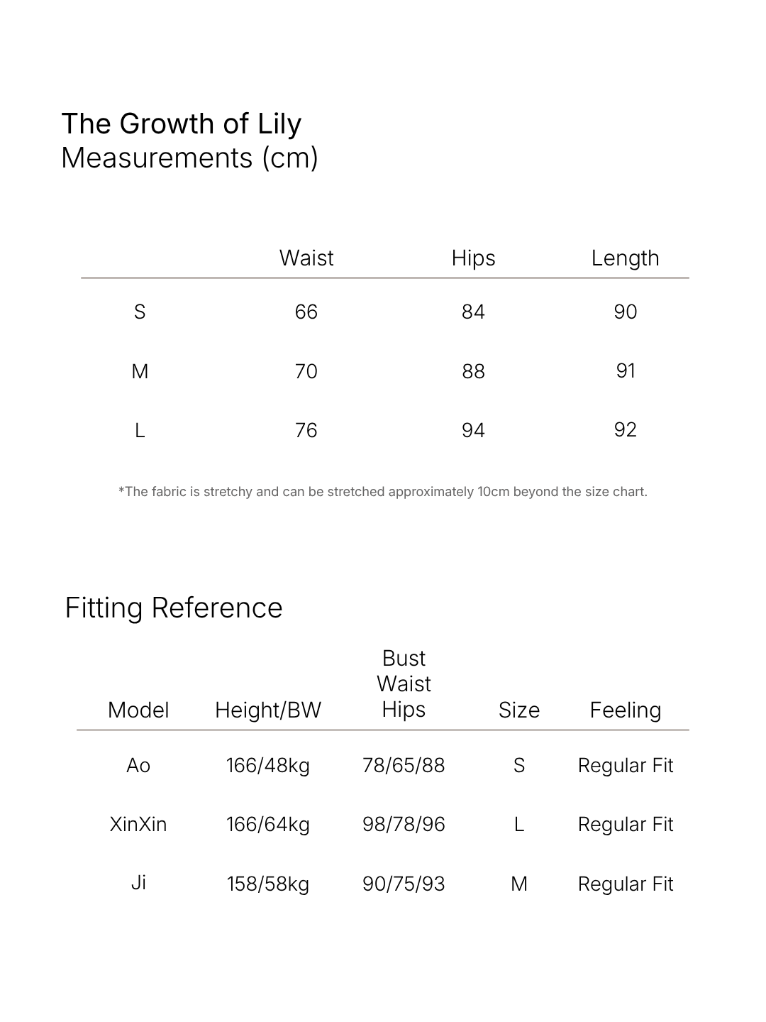 Size chart