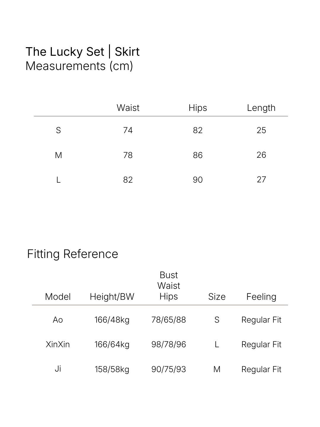 Size chart