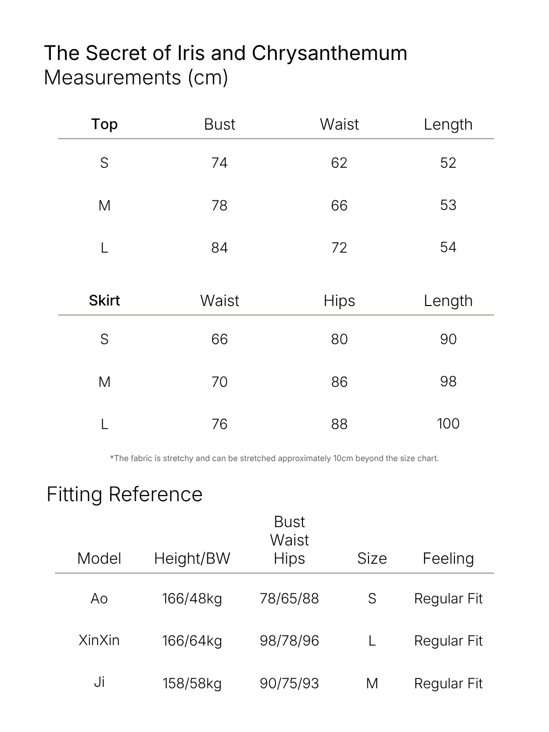 Size chart