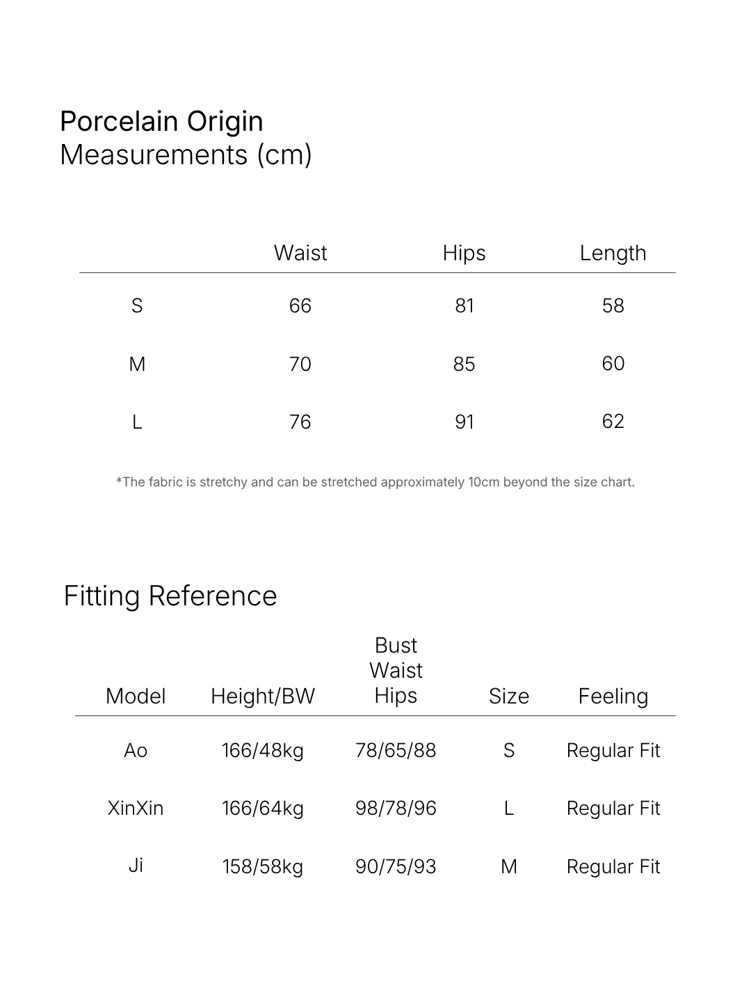 Size chart